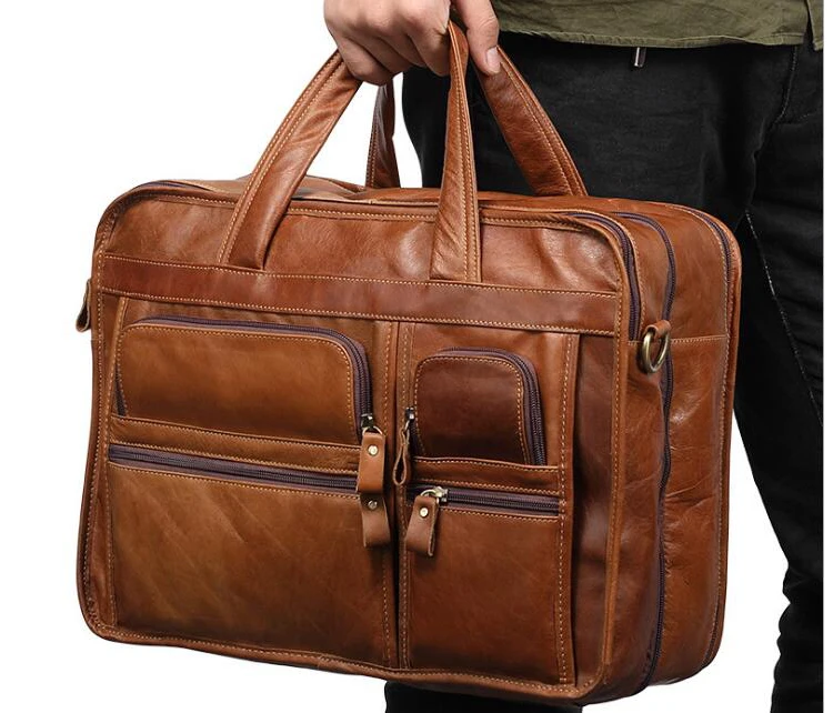 Натуральная кожа мужские сумки Повседневная сумка через плечо ретро многофункциональные сумки для ноутбука дорожный деловой портфель