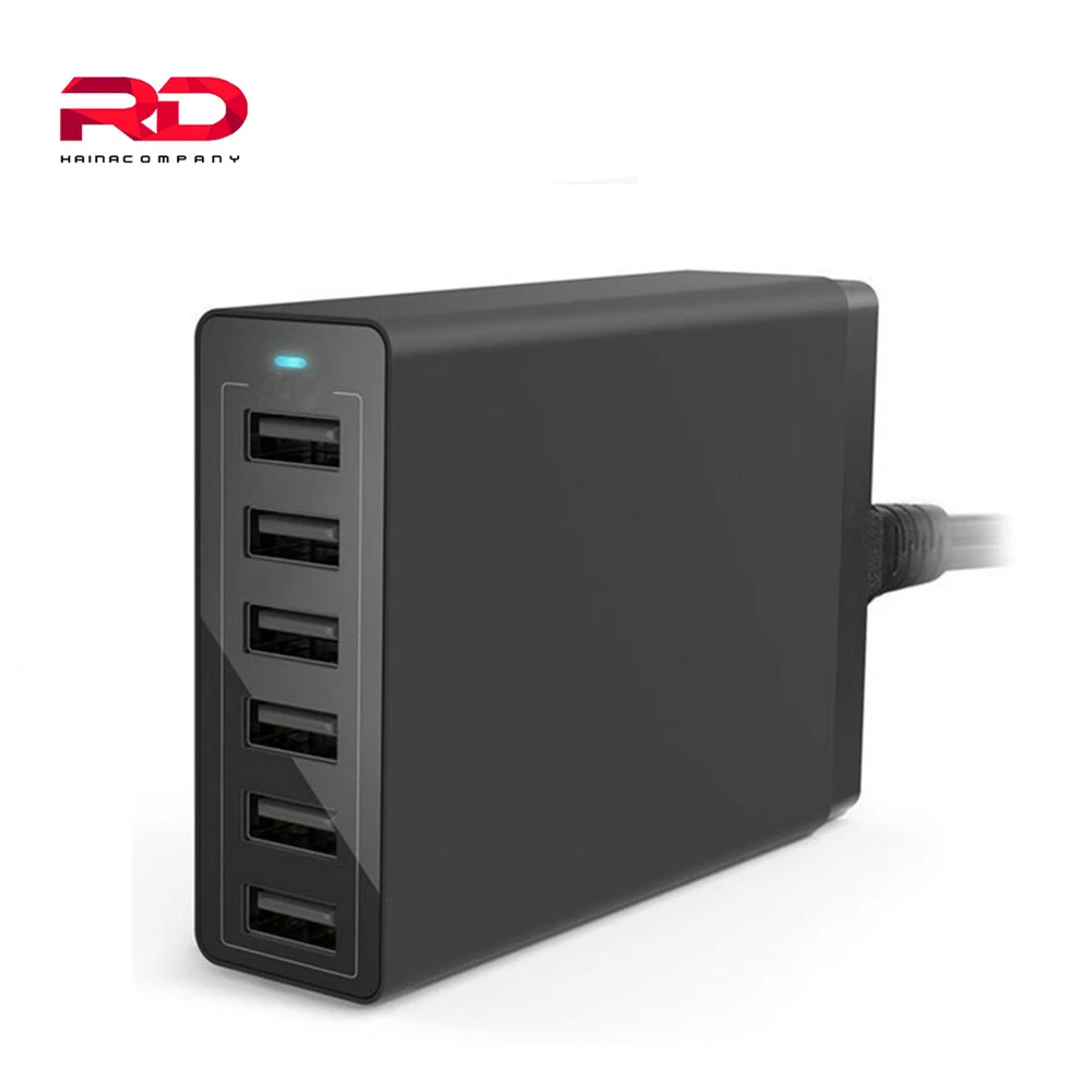 Многофункциональное зарядное устройство 50 Вт с 6 USB портами для iPhone 7 8 x xs умное