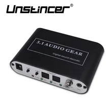 UNSTINCER Digital 5.1 Audio Gear Decode Dolby Dts/ac-3 Optical To 5.1-Channel RCA Analog Sound Spdif Decoder Stereo