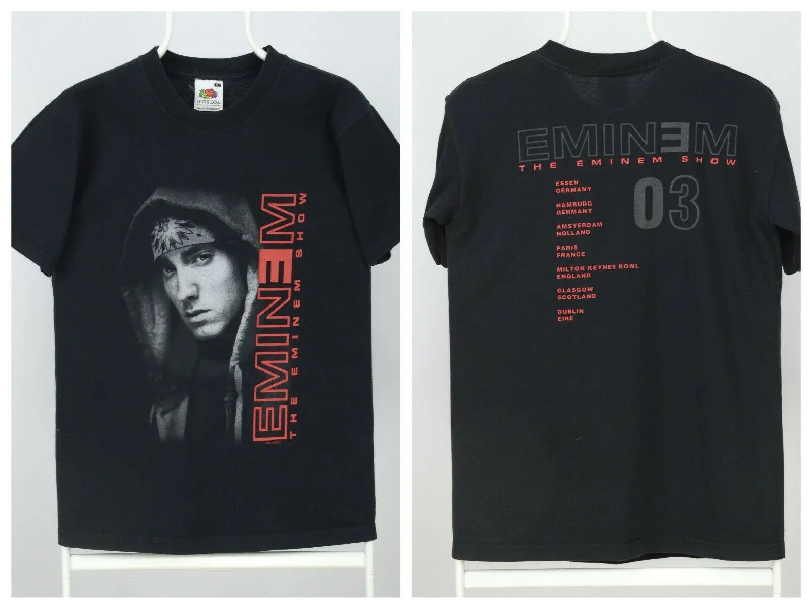Винтажная Коллекция 2003 футболка Eminem Show Tour рисунок фруктов ткацкого станка черная