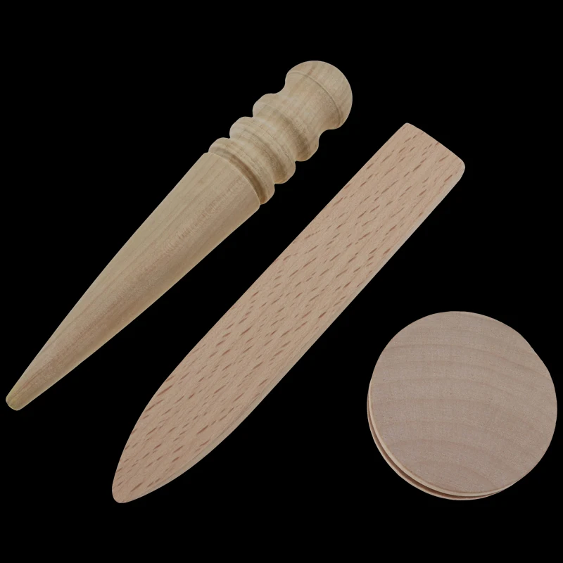 Best, Multi-Size Wood Slicker Leather Leathercraft Solid Wood Round Burnishing Edge for Polished Edge Leather Craft Working Tool