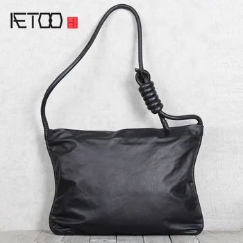 

AETOO Head-layer calfskin handbag male and female leather shoulder oblique cross bag
