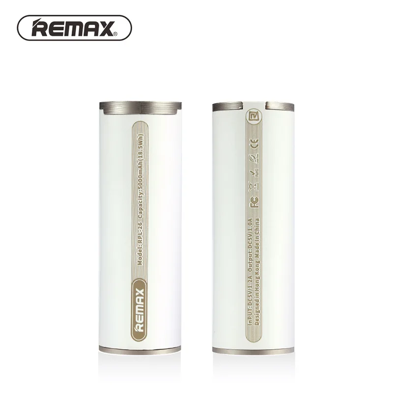 Remax повербанк 5000 мА/ч, RPL-26 Комплекты внешних аккумуляторов банка Мощность 5V 1A USB Выход для iphone x samsung galaxy s8 внешний аккумулятор - Цвет: white