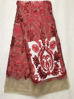 

Red Thread African Tulle Lace Fabric for Party Dress,2016 New Arrival African Net Mesh Lace Fabric Wholesale and Retail