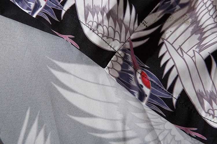 Летний мужской японский стиль белый кран печатных кимоно кардиган куртки Уличная Harajuku Мужская ветрозащитная ткань тонкая верхняя одежда