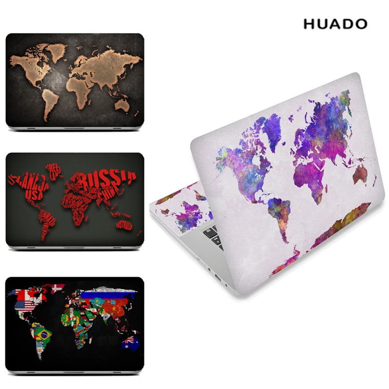 World map Laptop Skin Decal Sticker Cover PVC Notebook Reusable Protector for Macbook/ Lenovo/ HP/ ASUS/ ACER