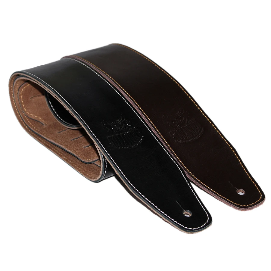 Genuine Leather Guitar Belt Strap Electric Bass Strap 145 cm Long 6 cm