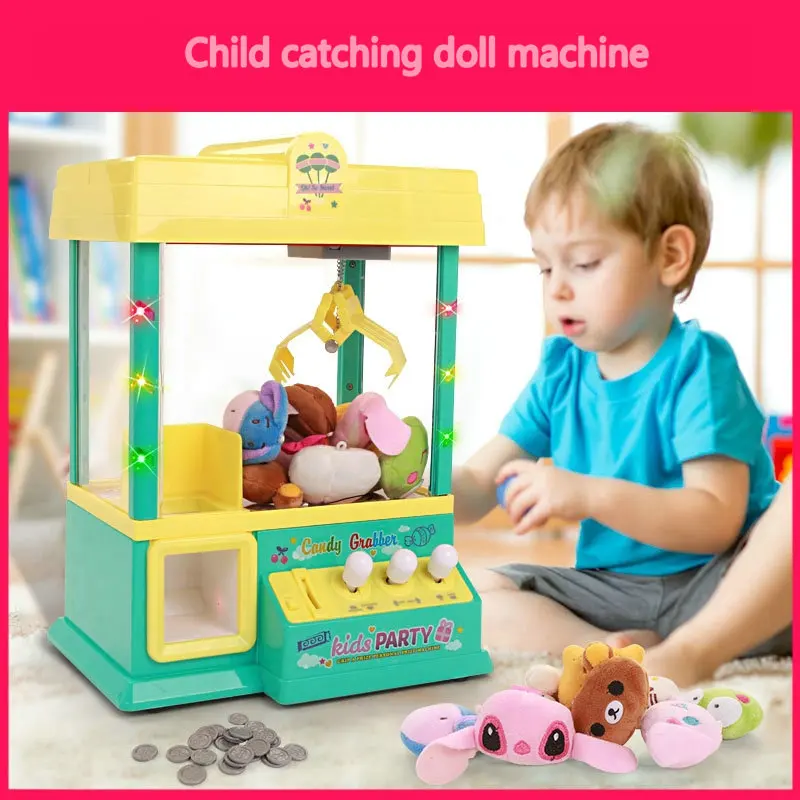 Child catching doll machine Small home game machine for the coin