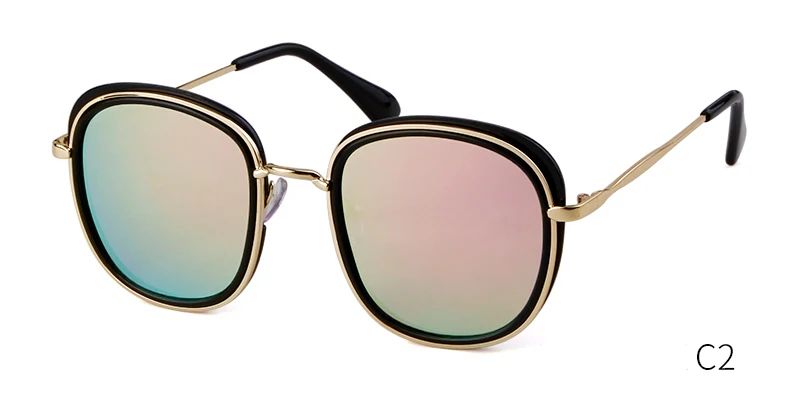 STORY Ретро Круглые Солнцезащитные очки женские брендовые винтажные золотые металлические оправы Солнцезащитные очки «кошачий глаз» черные оттенки высокое качество очки - Цвет линз: C2