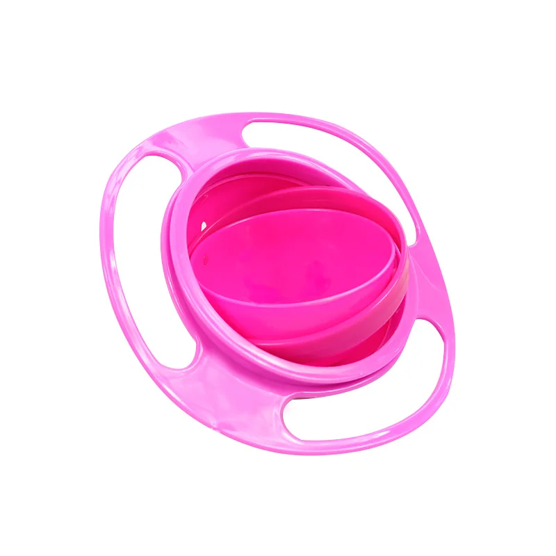 Универсальная Гироскопическая чаша для кормления, практичный дизайн, ротационный баланс для детей, новинка, Гироскопический зонтик, вращающийся на 360 градусов, защита от проливания, твердые блюда для кормления - Цвет: rose red
