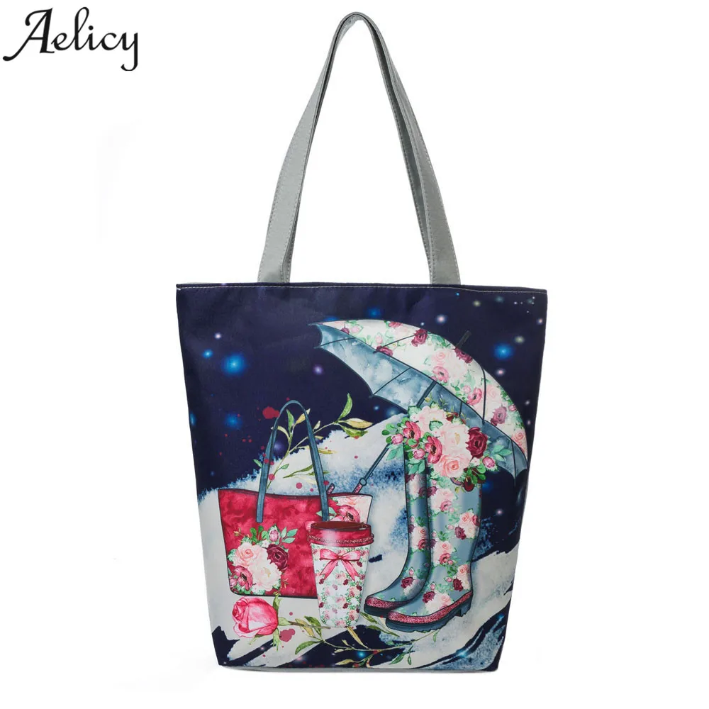 

Aelicy Colorful National Wind Printed Tote Handbag Women Daily Use Female Shopping Bag Large Capacity Canvas Shoulder Beach Bag