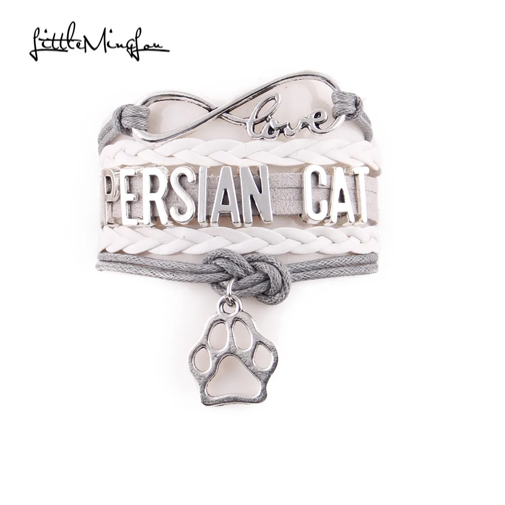 Little MingLou 6 colors Infinity love Persian cat Bracelet pet cat paw