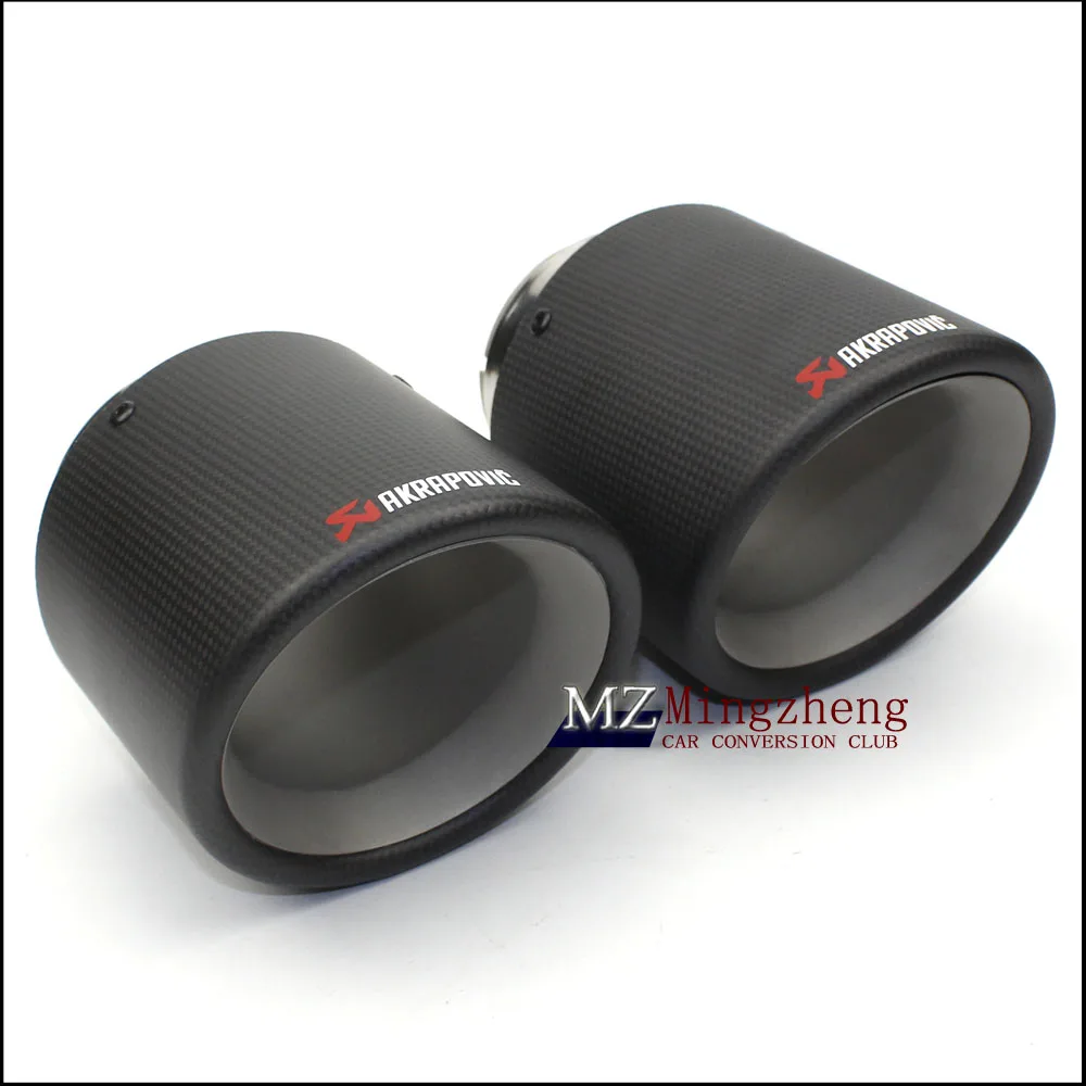 

114MM Outlet Matte Carbon Fiber exhaust tip 304 Stainless Steel Universal Muffler tips Akrapovic exhaust pipe