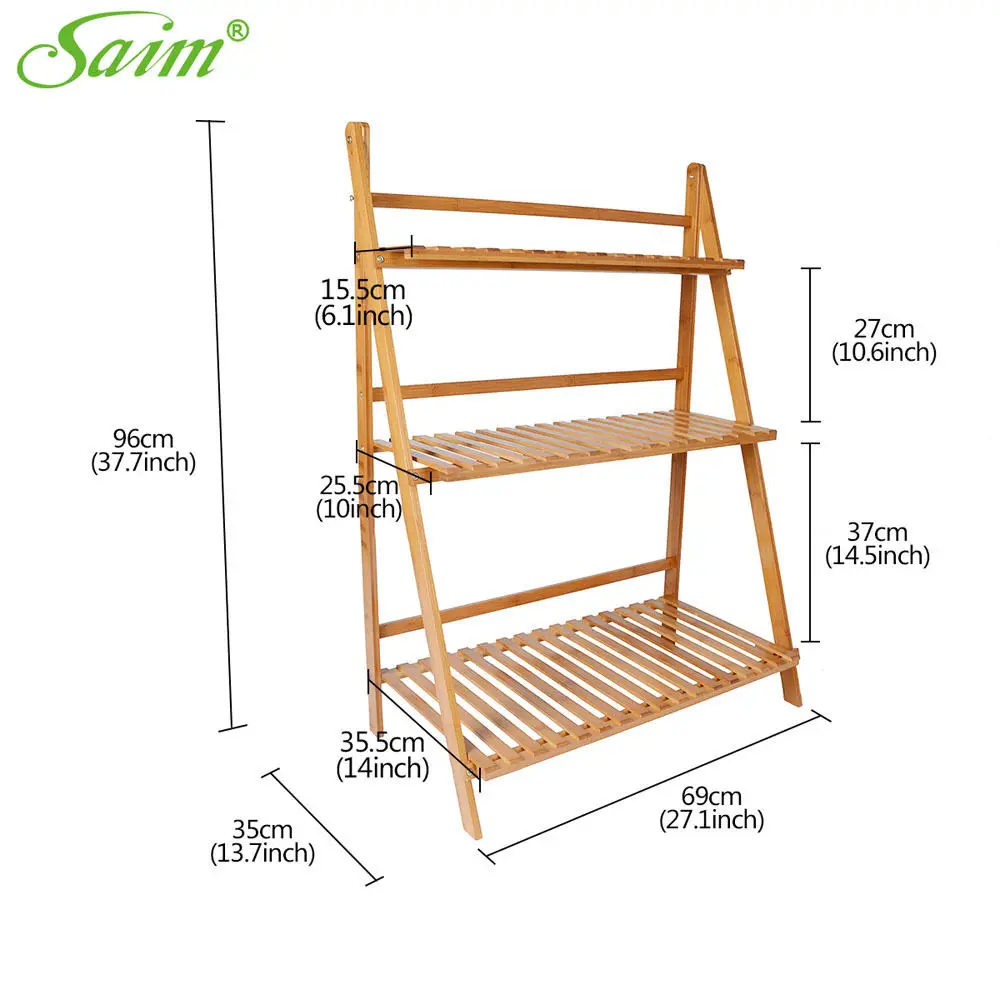 3 Tier Bamboo Plant Stand Display Garden Decor Planter Holder Flower Storage Flower Rack Multi-layer Flowerpot Rack YWHBJJ05167