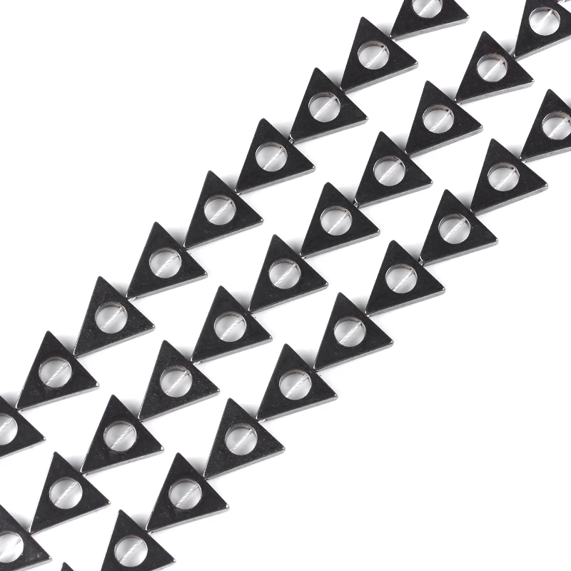 

Black Hematite beads Triangle beads Natural Stone Hollow out one hole 16*16mm 25Pcs for DIY Jewelry bracelet Making accessories