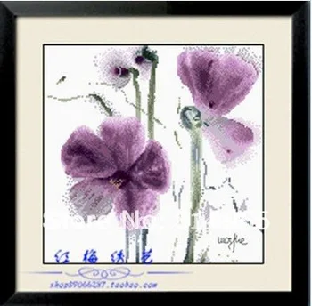 

Embroidery Package 6 Pieces (1 lot=6 pieces) Luxurious New Cross Stitch Classical Purple Wave Ink Flower -5-15Business Days