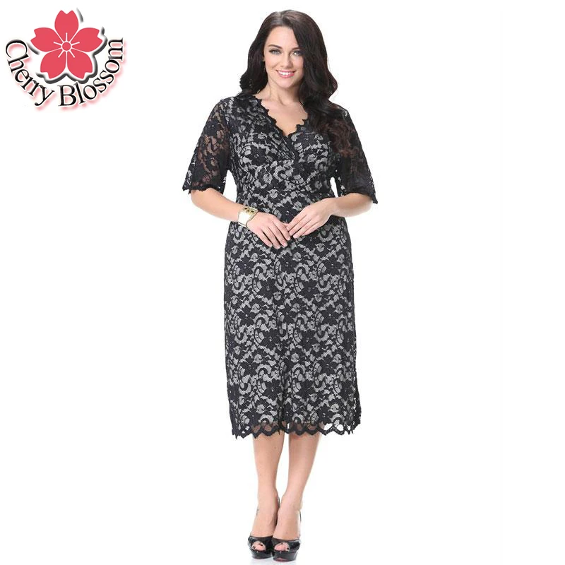 Buy Cheap Women Plus Size Dress Summer Fashion New Lace Hook Flower Hollow Out Dress Short Sleeve Deep V Neck Bodycon Women's Dresses 7XL