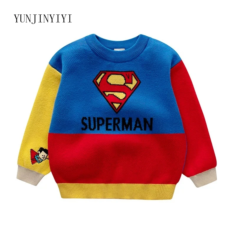 New Children's Clothing Boys and Girls Crayons Xiaoxin Superman Captain America Super Mario Children's Cartoon Sweater