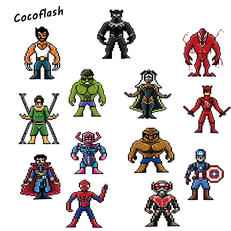 64 Pcs Pixel Stickers For MARVEL Super Hero  For Laptop Notebook Decal Fridge Skateboard laptop Toy For Children sticker