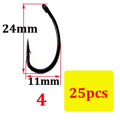 25 шт. Высокоуглеродистая сталь карп рыболовные крючки колючие рыболовные Крючки Червь пруд Рыболовные Приманки Держатель джиг Отверстие аксессуары Pesca - Цвет: Size 4-25PCS