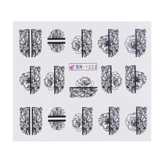 BN-1222 1pcs Nail Stickers Black Line Sexy Girl Slider Writing Letter Tattoo Nail Art Water Transfer Decals Manicure Decor TRBN1237-1248 - Цвет: BN-1222
