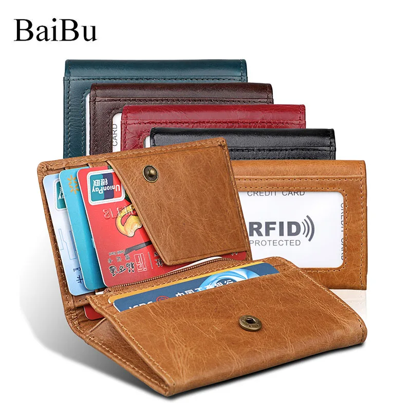 

Card Holder Rfid Wallet 2018 European Business Men Card Protector Wallets Leather Credit Card Holders Purse Boys Money Pouch