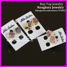 5 пар модные женские серьги натуральный цвет Druzy Drusy серьги-гвоздики с кристаллами драгоценный камень геодезический кварц серьги золотой цвет