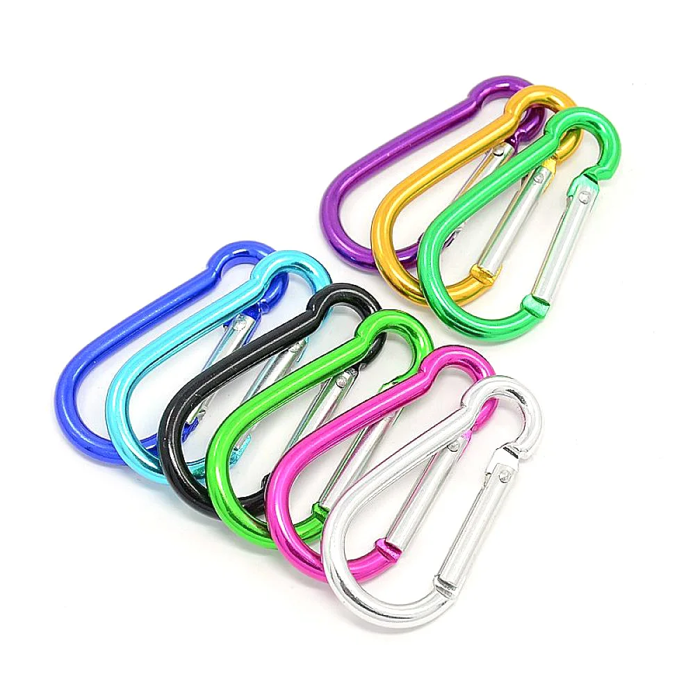 5pcs 50x24mm Aluminum Rock Climbing Carabiners Key Clasps Mix Colorkey