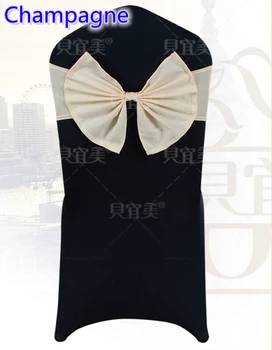 

Champagne colour chair sash butterfly style bow tie lycra sash wedding decoration banquet chairs spandex sash wholesale