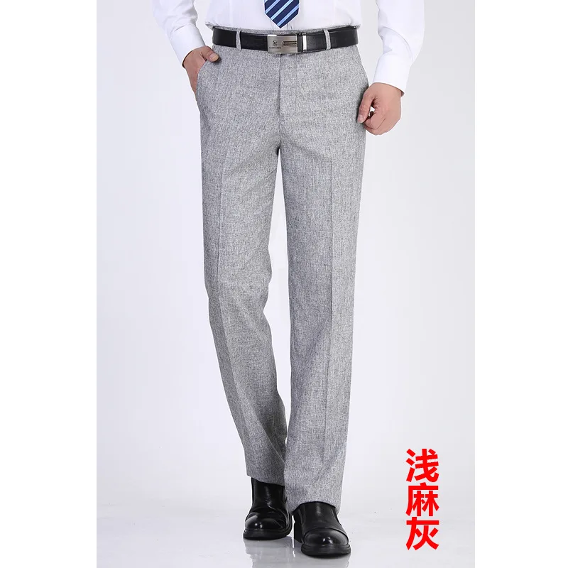 Весна лето мужские офисные брюки с высокой талией тонкие свободные деловые повседневные брюки против морщин профессиональные брюки - Цвет: 8823 light grey