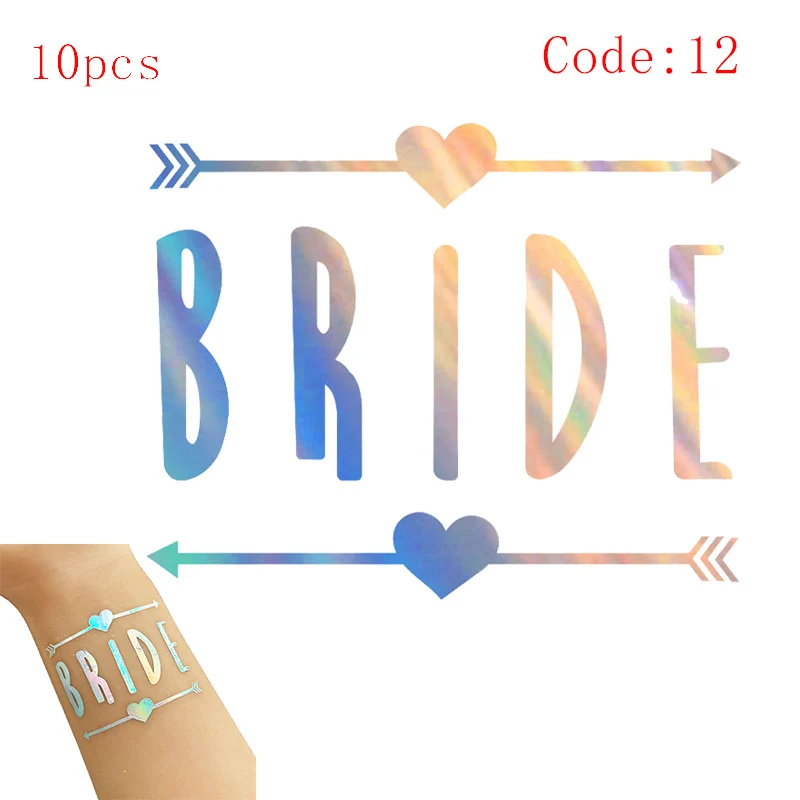 10 шт. свадебное украшение невесты to be татуировки наклейки свадебные принадлежности Команда Невесты Девичник курица вечерние Фламинго Boda - Цвет: 10pcs-code12