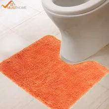 Микрофибра твердые для унитаза оранжевый утолщаются ванная комната туалет коврики Нескользящие натуральный латекс обратно 45x45 см