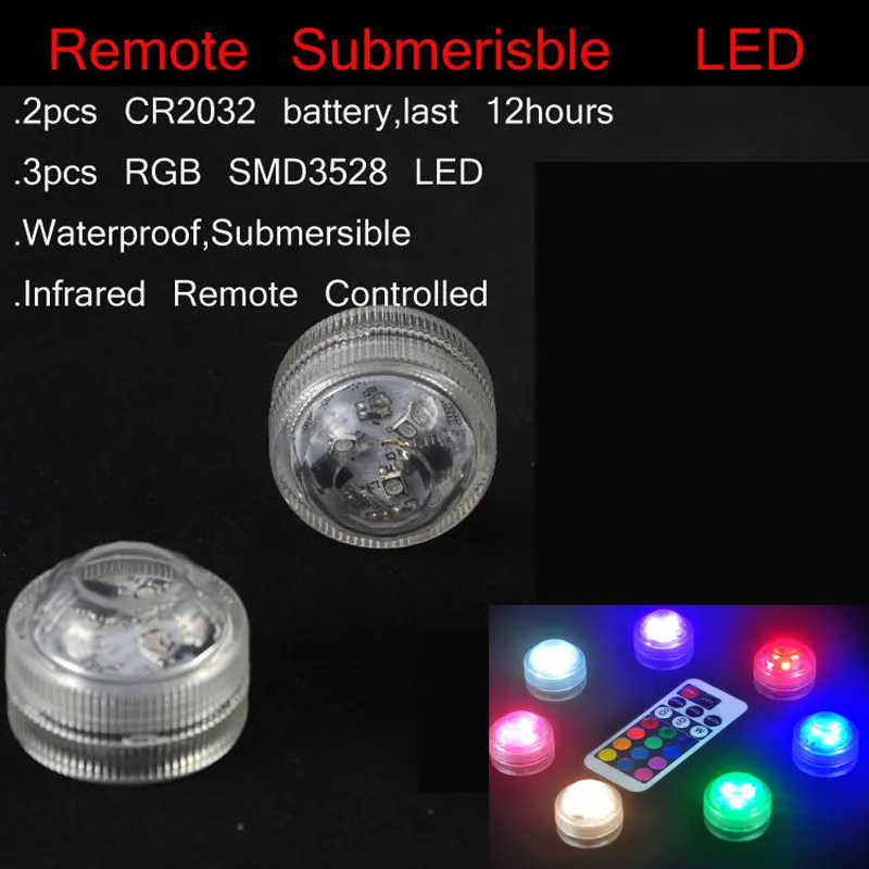 12pcs/set Wedding Decoration Remote Controlled Waterproof Submersible