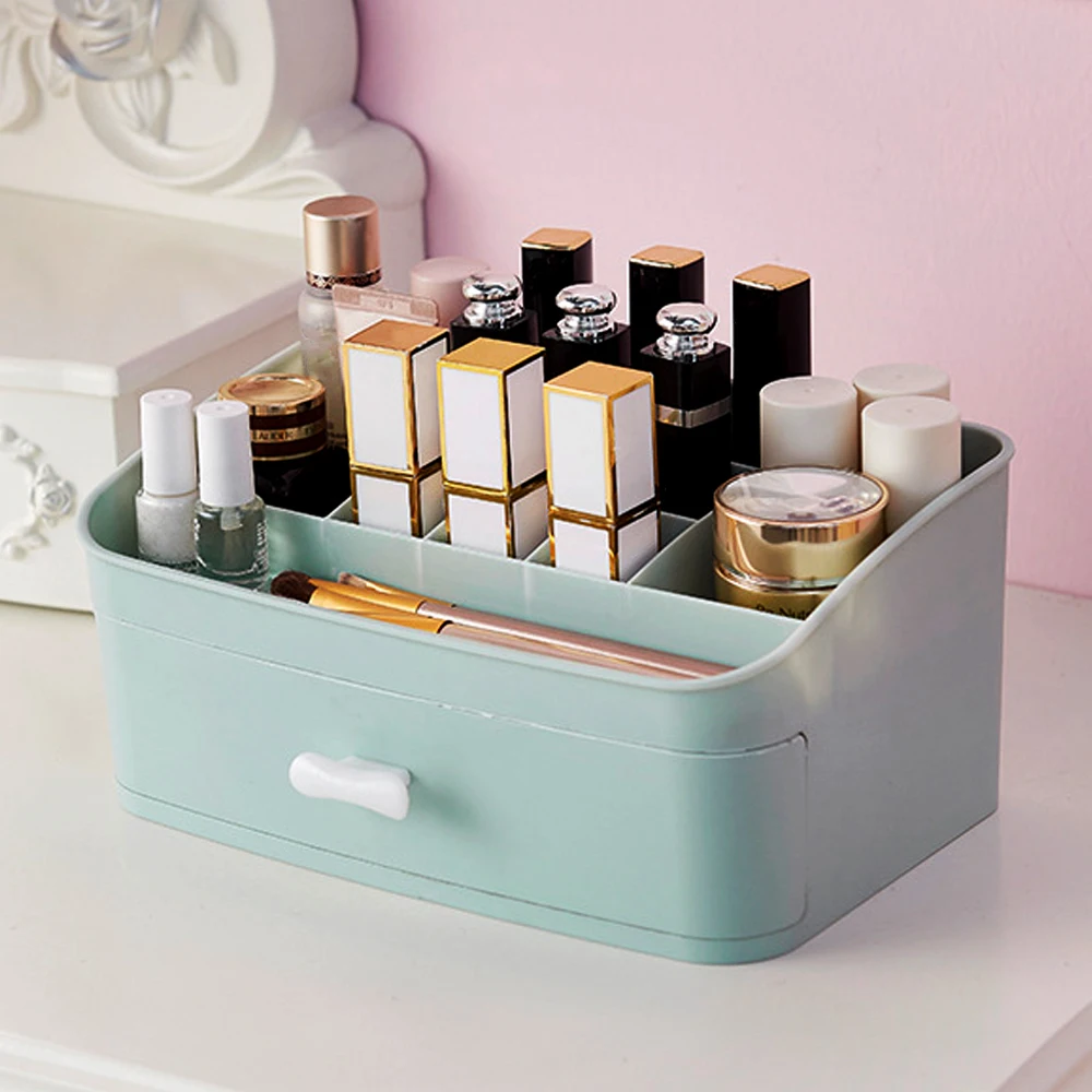 

1PCs Plastic Makeup Storage Organizer With Drawer Jewelry Cosmetic Holder Box Divider Compartment Home Desktop Organizer