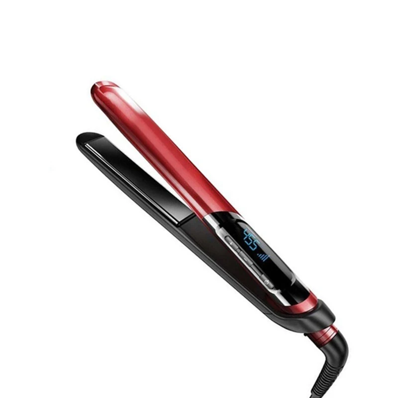 2 в 1 выпрямитель для волос/щипцы для завивки волос керамический турмалиновый Керамический выпрямитель для волос с ЖК-дисплеем 455F 1 дюйм плоский утюг Pr - Цвет: Red