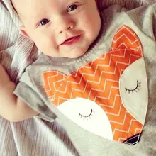 2016 Baby Bodysuits Newborn Cotton Body Baby Short Sleeve Fox Bodysuits Infant Boys Girls Pajamas Clothes