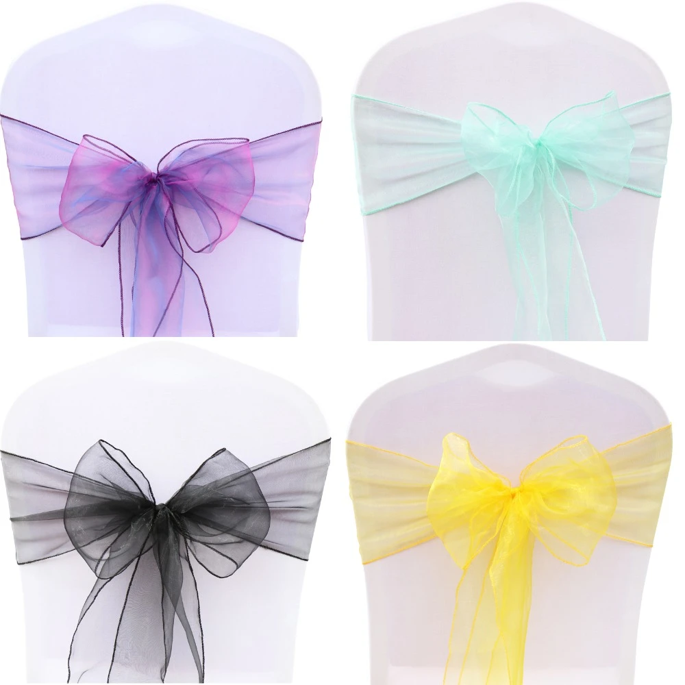 Free Shipping 25pcs Set 32 Colors Organza Chair Sashes 7x108inch Free Shipping 25pcs Set 32 Colors Organza Chair Sashes 7x108inch