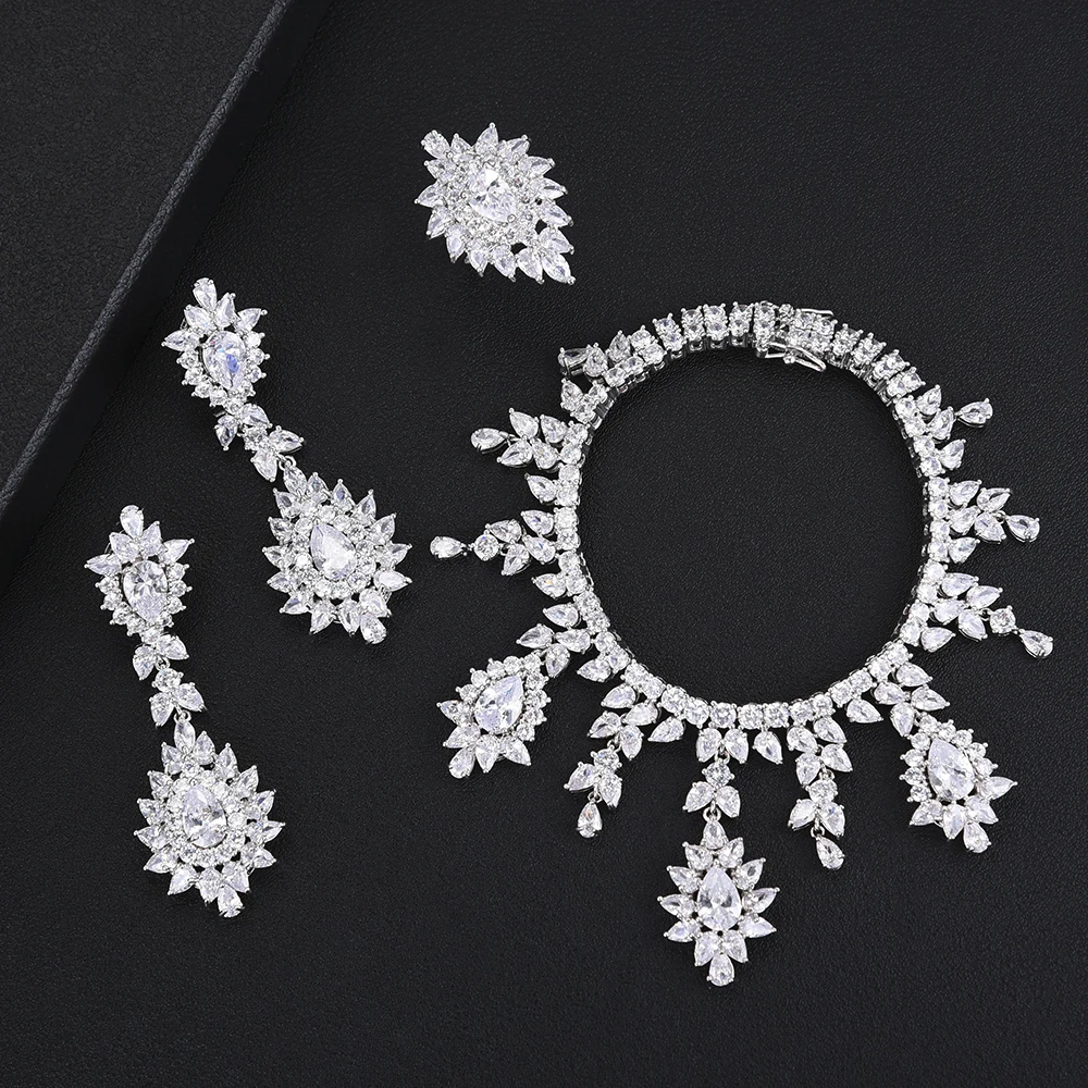 GODKI супер люкс 4 шт. кисточкой Дубай ожерелье комплекты украшений для женщин свадебный Циркон Кристалл CZ индийский Африканский Свадебный комплект ювелирных изделий