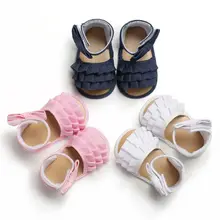 Summer Infant Baby Girl Ruffles Sandals PU Soft Sole High-top Toddler Shoes Baby Girl Bow-Knot Sandals For 0-18Months