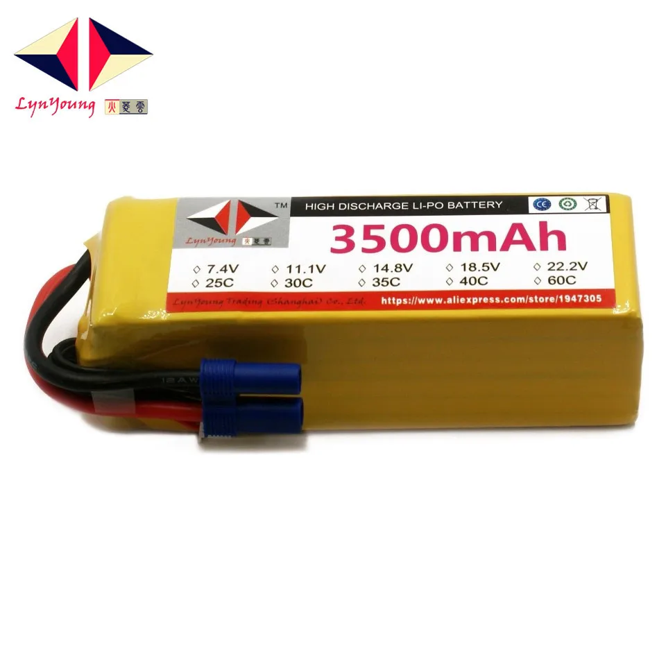 

LYNYOUNG RC LiPo battery 6S 22.2V 3500mAh 40C Max 80C For RC Truck Helicopter Quadcopter Airplane Car
