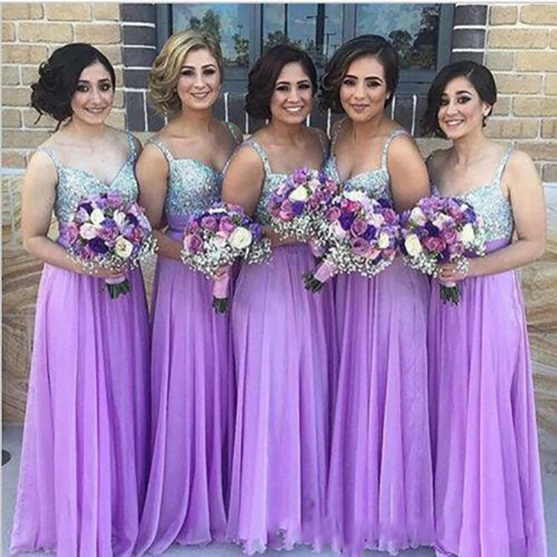 

2019 Bridesmaid Dresses Silver Sequins Straps Sweetheart Neckline Maid of Honor Dress Formal Gown Plus Size Custom Made