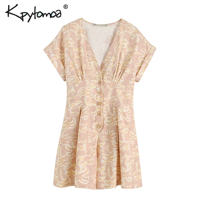 

Vintage Stylish Embroidery Button Playsuits Women 2019 Fashion V Neck Short Sleeve Hollow Out Jumpsuits Casual Body Femme