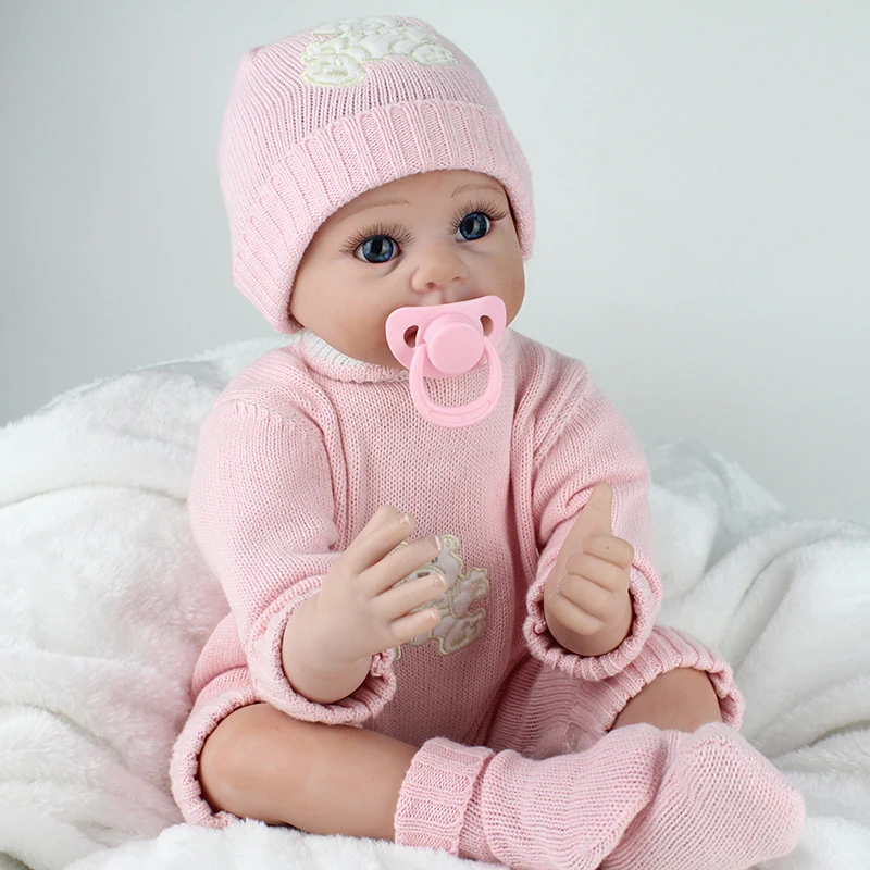 Кукла NPK Reborn Baby мягкая виниловая 22 дюйма коричневый мохеровый Рождественский