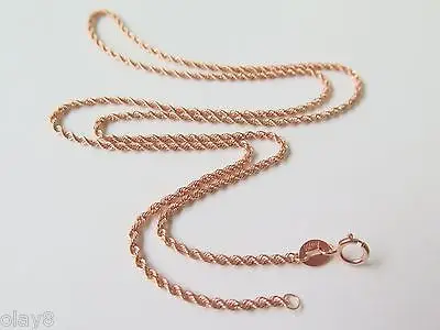 

Fine Au750 Pure 18K Rose Gold Chain Women 1.5mm Rope Link Necklace 18inch