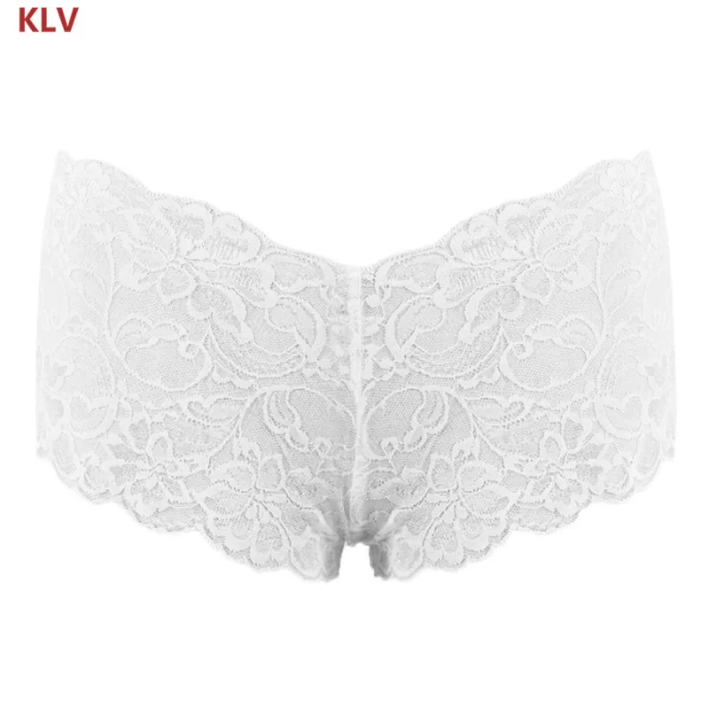 KLV/Для женщин Boyshort трусики крючком нижнее белье с цветочным кружевом Сексуальные трусы одноцветное Цвет Новый горячая Распродажа