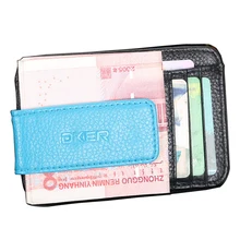 Модные Пояса из натуральной кожи черного и голубого цвета мягкие доллар Клип Качество Зажимы для денег с ID кредитных карт биты для Для мужчин Для женщин