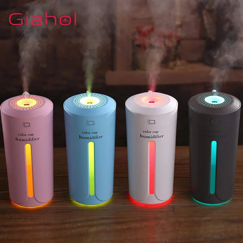 

230ml Creative Air Humidifier USB Ultrasonic Color Cup Humidifier Aroma Diffuser Air Purifier with LED Lights Humidificador