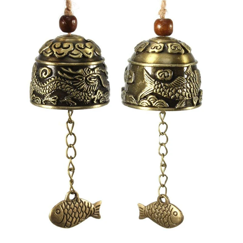 

ERMAKOVA Lucky Blessing Bell Dragon Fish Feng Shui Good Luck Fortune Hanging Garden Wind Chime Windchime Ornament