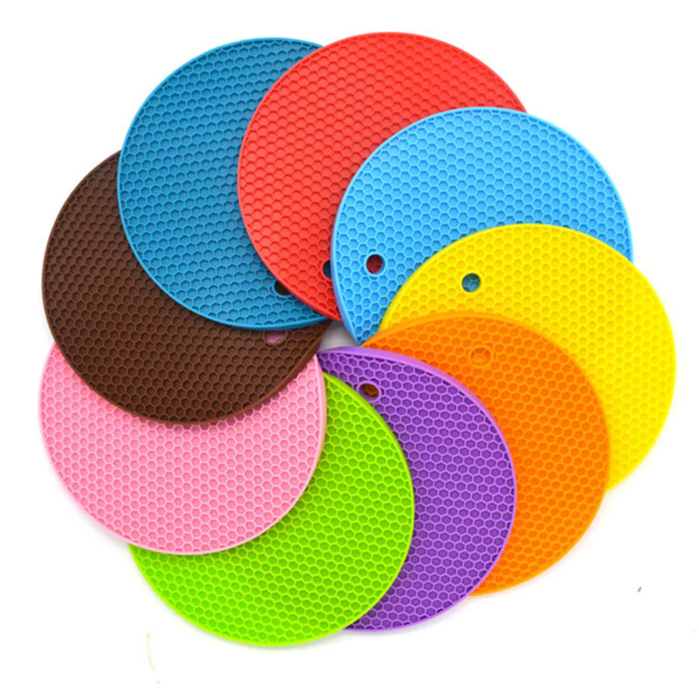 4pcs/set 18x18cm Silicone Table Mat Can Be Hung Durable Round Non Slip