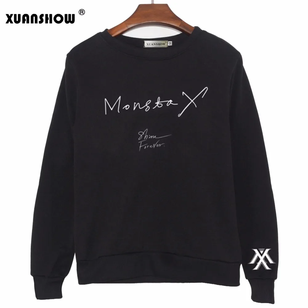 XUANSHOW женские топы KPOP Мода MONSTA X альбом блеск навсегда печатных худи с надписью